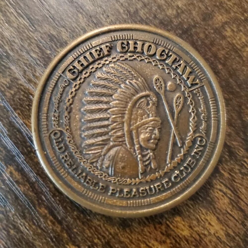Rare 1990 Chief Chogtaw Mardi Gras Coin, 10 GAUGE GOLD Plated